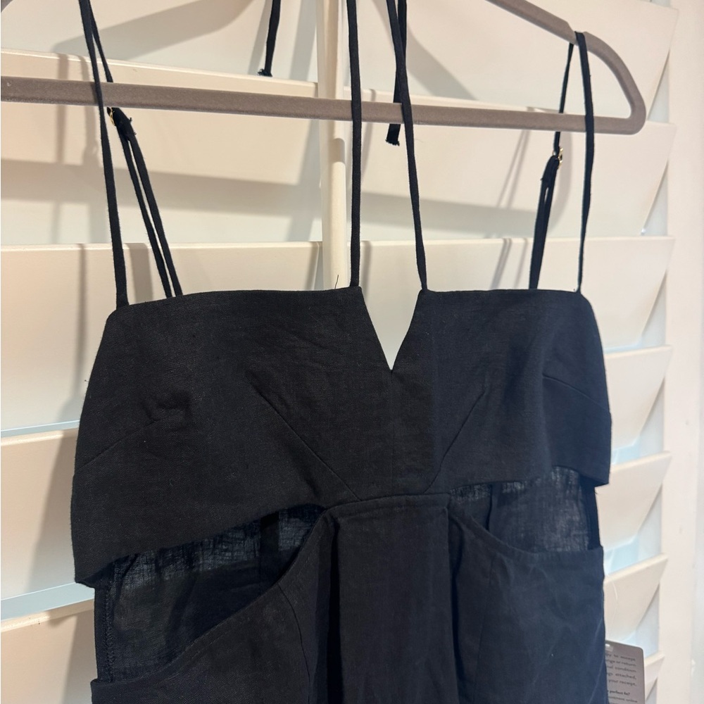 RUMER NWT Freya Black Linen Cut Out Maxi Dress M Reverie - Picture 10 of 13
